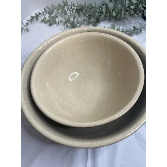 Vintage Set Of 2 Denby  Bakewell 2pt +4pt Stoneware Mixing Bowl Brown England - Picture 3 of 11